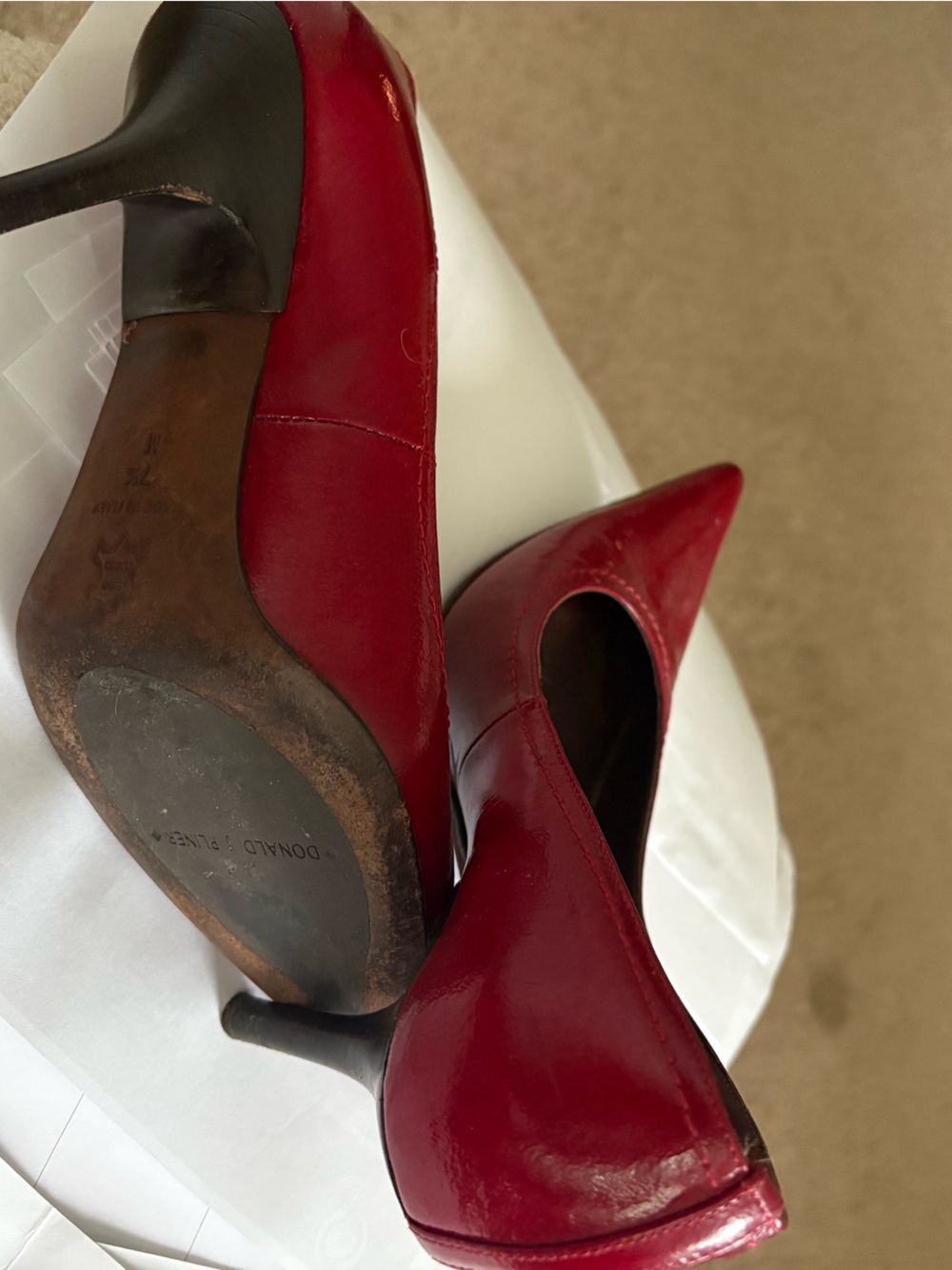 Donald J. Pliner Red Pointed-Toe Leather Pumps